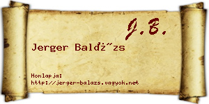 Jerger Balázs névjegykártya
